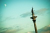 WARSAW_093, warsaw, city, old town,  royal castle, sigismunds column, clouds, sky, moon, architectur